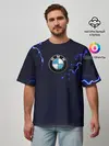 Мужская футболка оверсайз / BMW разряд молнии.