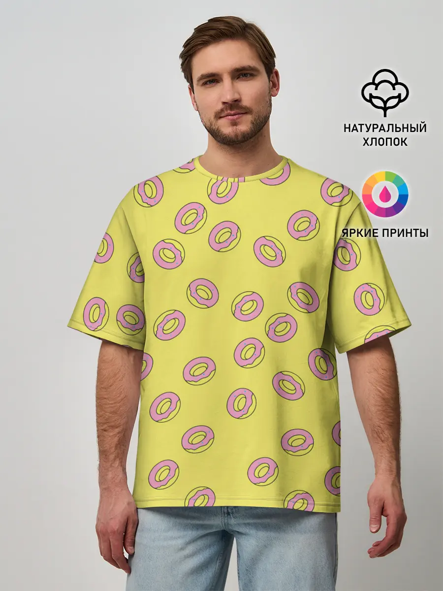 Мужская футболка оверсайз / Пончики Донатс.