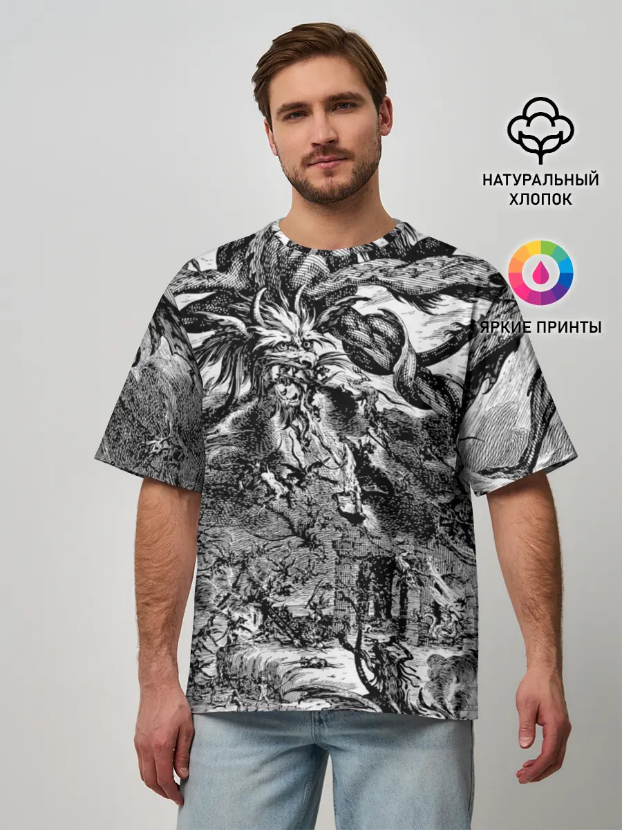 Мужская футболка оверсайз / Демонический хаос