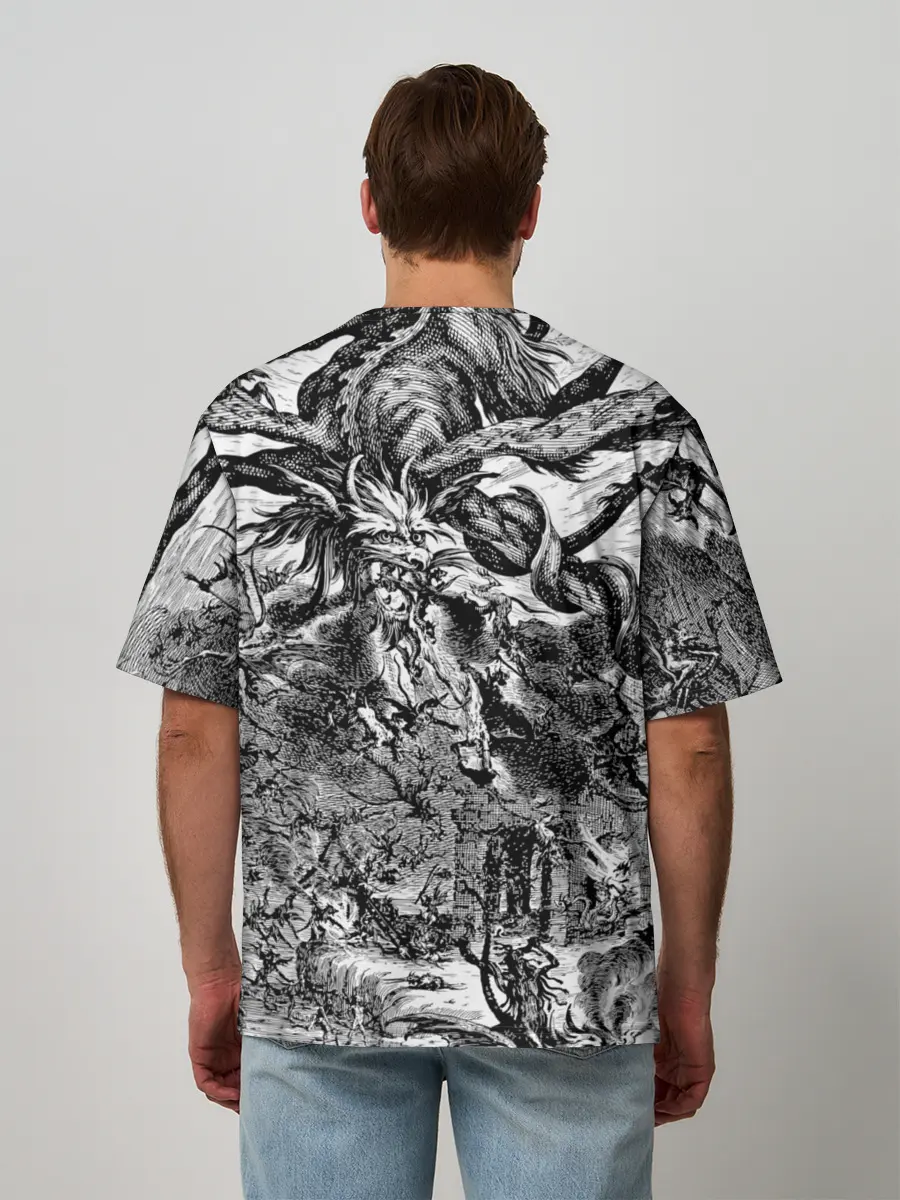 Мужская футболка оверсайз / Демонический хаос