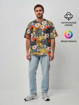 Мужская футболка оверсайз / PUBG STICKER