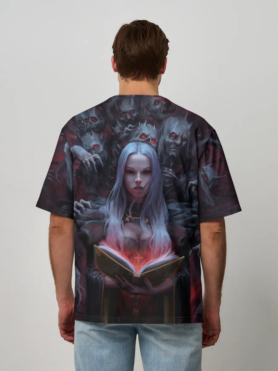 Мужская футболка оверсайз / Demonic book