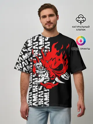 Мужская футболка оверсайз / SAMURAI | CYBERPUNK 2077 | КИБЕРПАНК