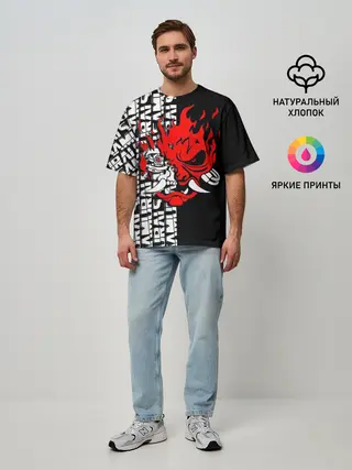 Мужская футболка оверсайз / SAMURAI | CYBERPUNK 2077 | КИБЕРПАНК