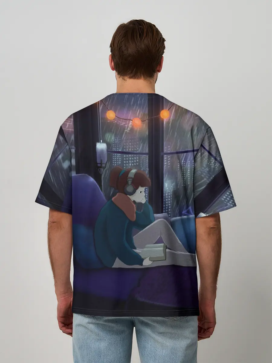 Мужская футболка оверсайз / СИЖУ ДОМА