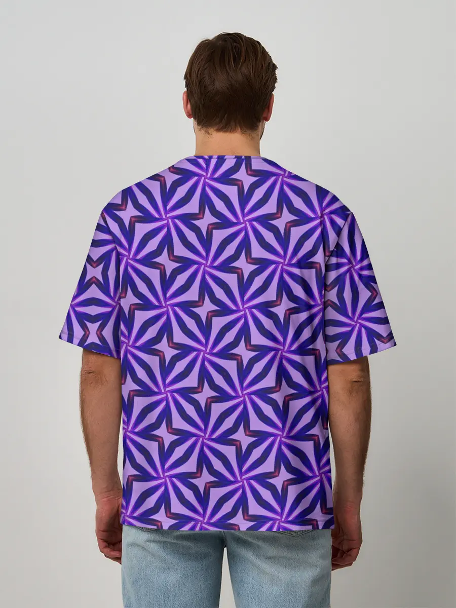 Мужская футболка оверсайз / Синие острые узоры