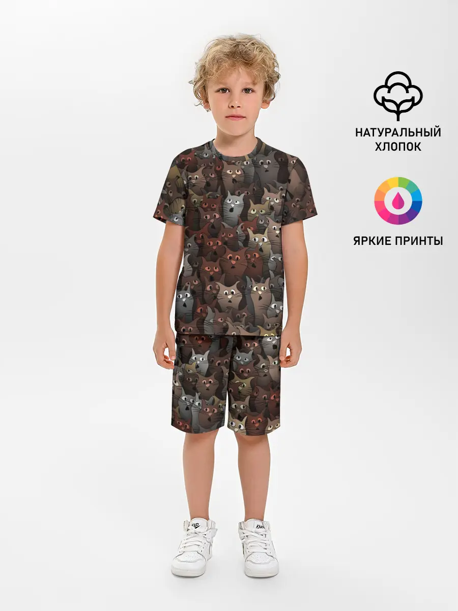 Детская пижама с шортами / Глупые коты