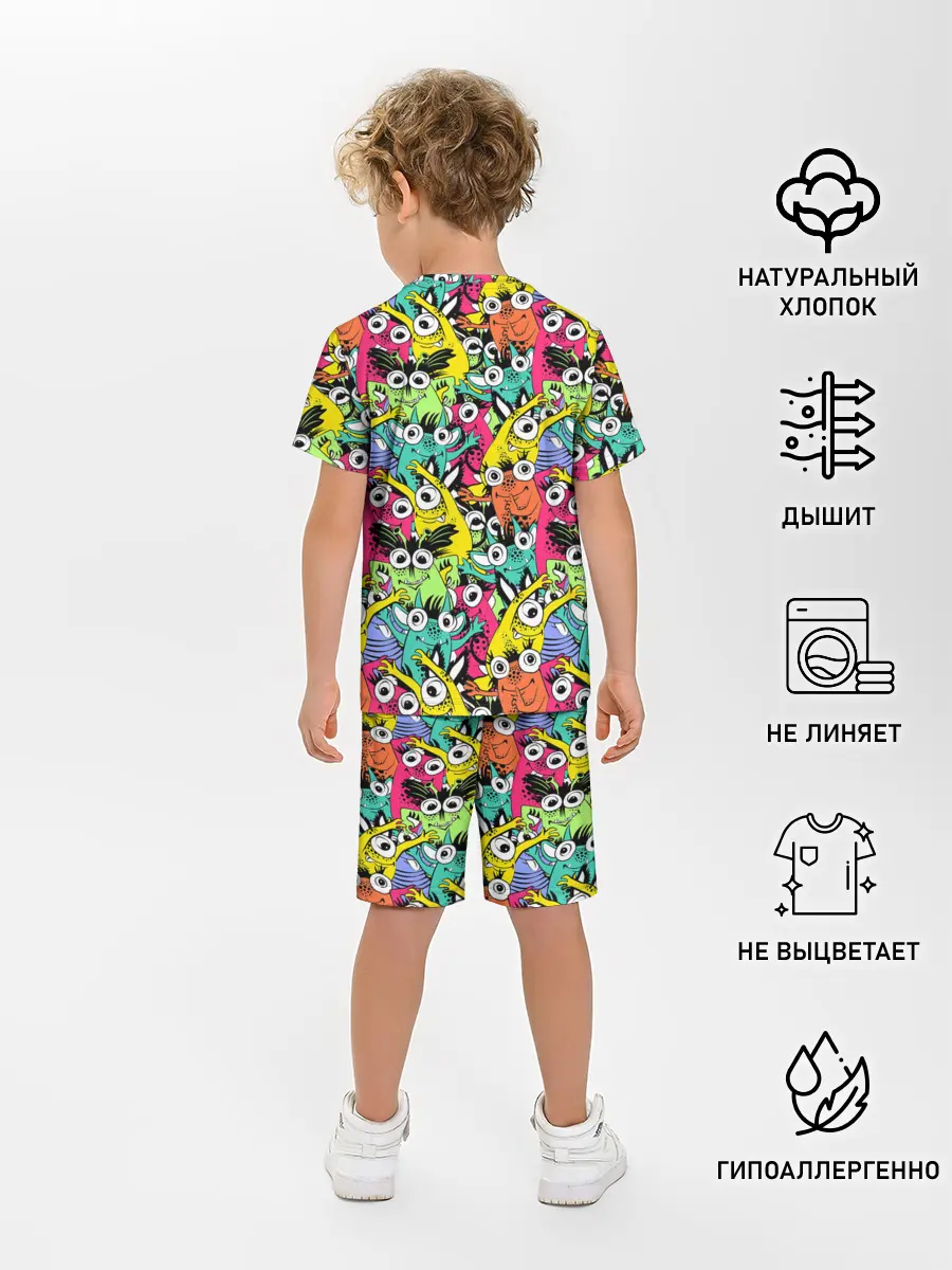 Детская пижама с шортами / Весёлые монстры