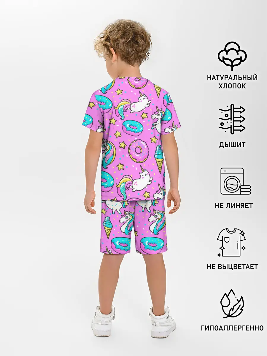 Детская пижама с шортами / Единороги с пончиками