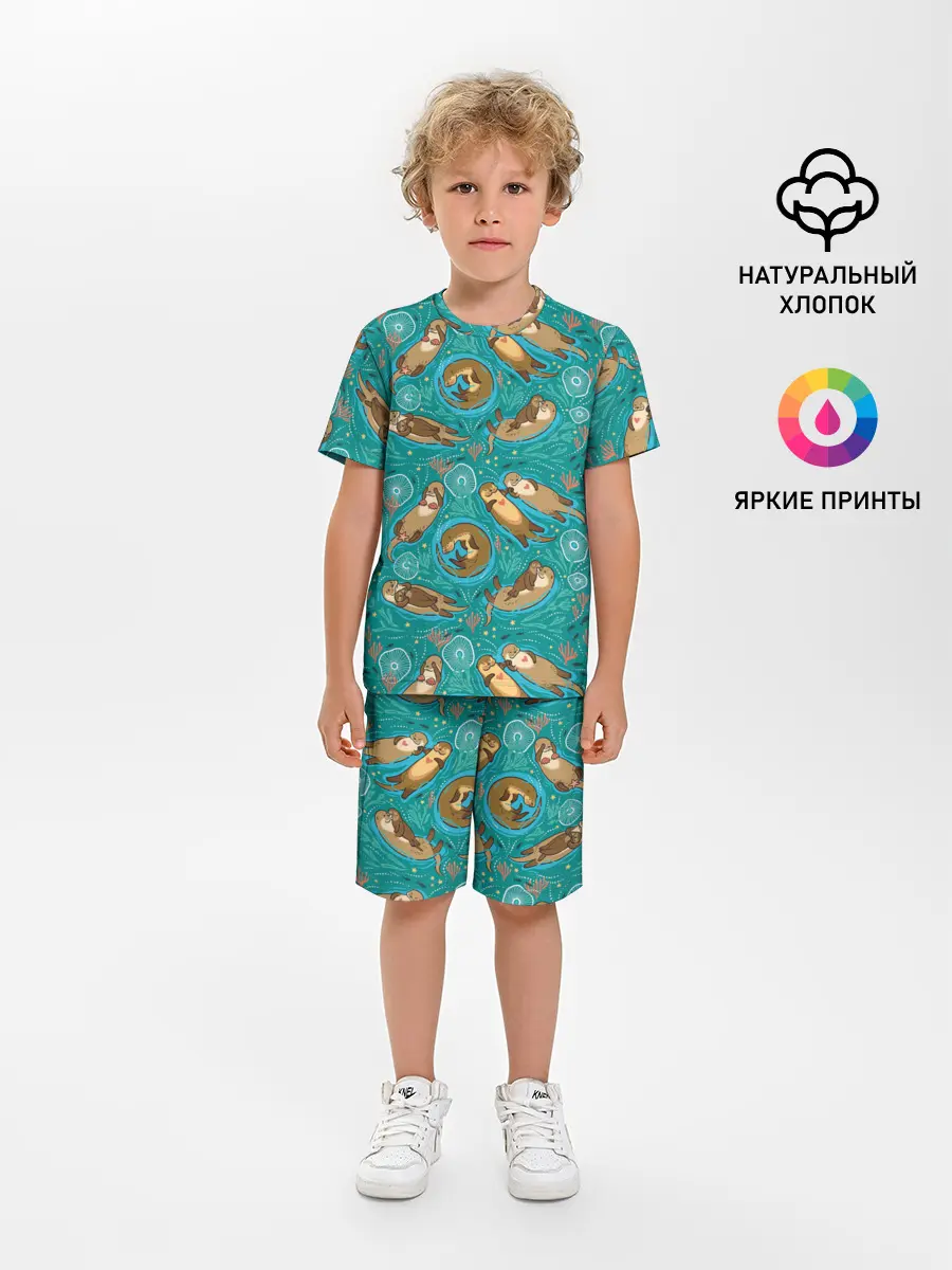 Детская пижама с шортами / Весёлые выдры
