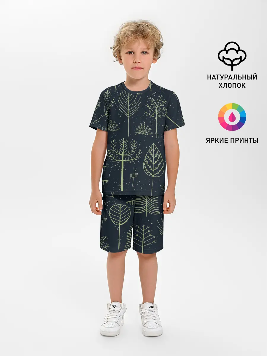 Детская пижама с шортами / Загадочный лес