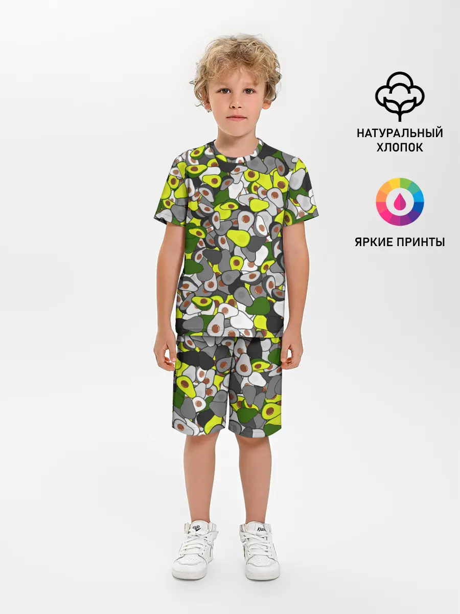 Детская пижама с шортами / Камуфляж с авокадо
