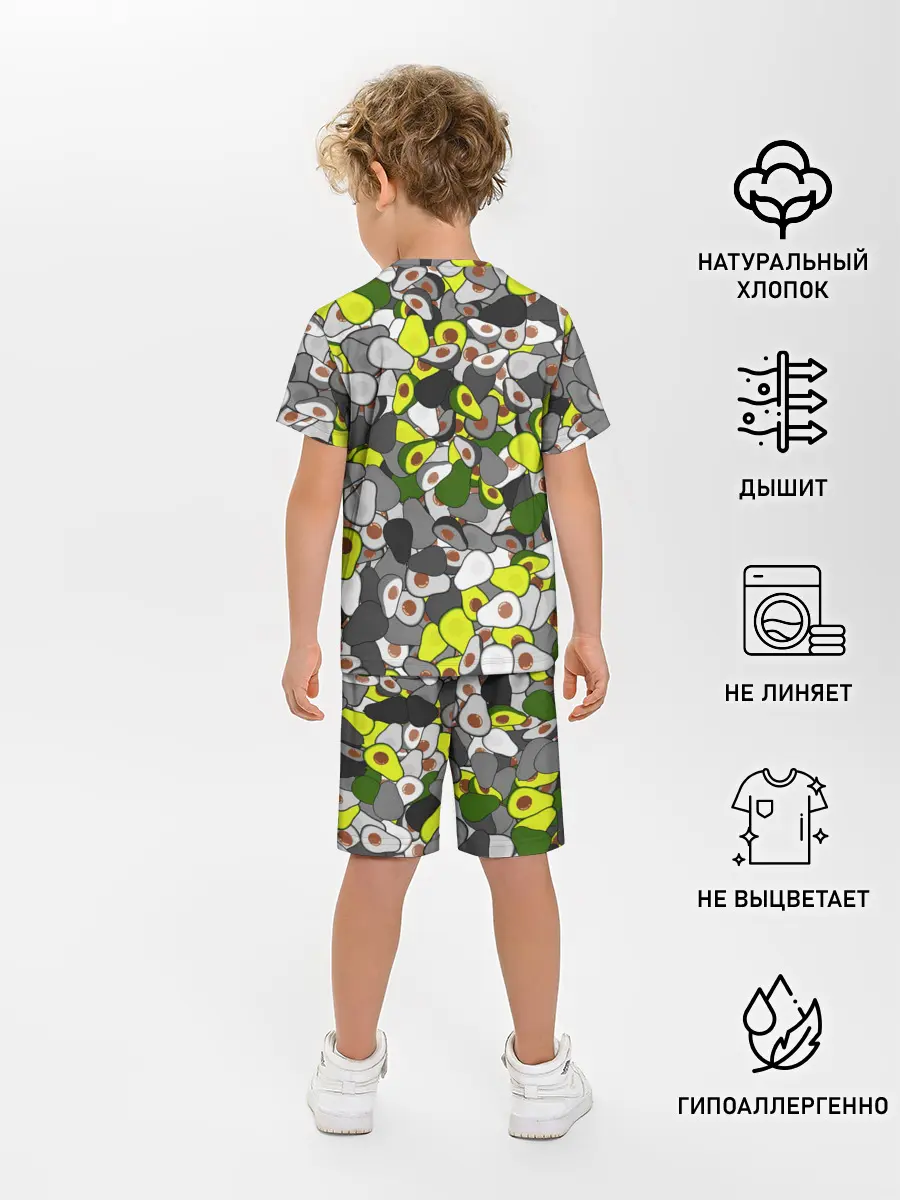 Детская пижама с шортами / Камуфляж с авокадо