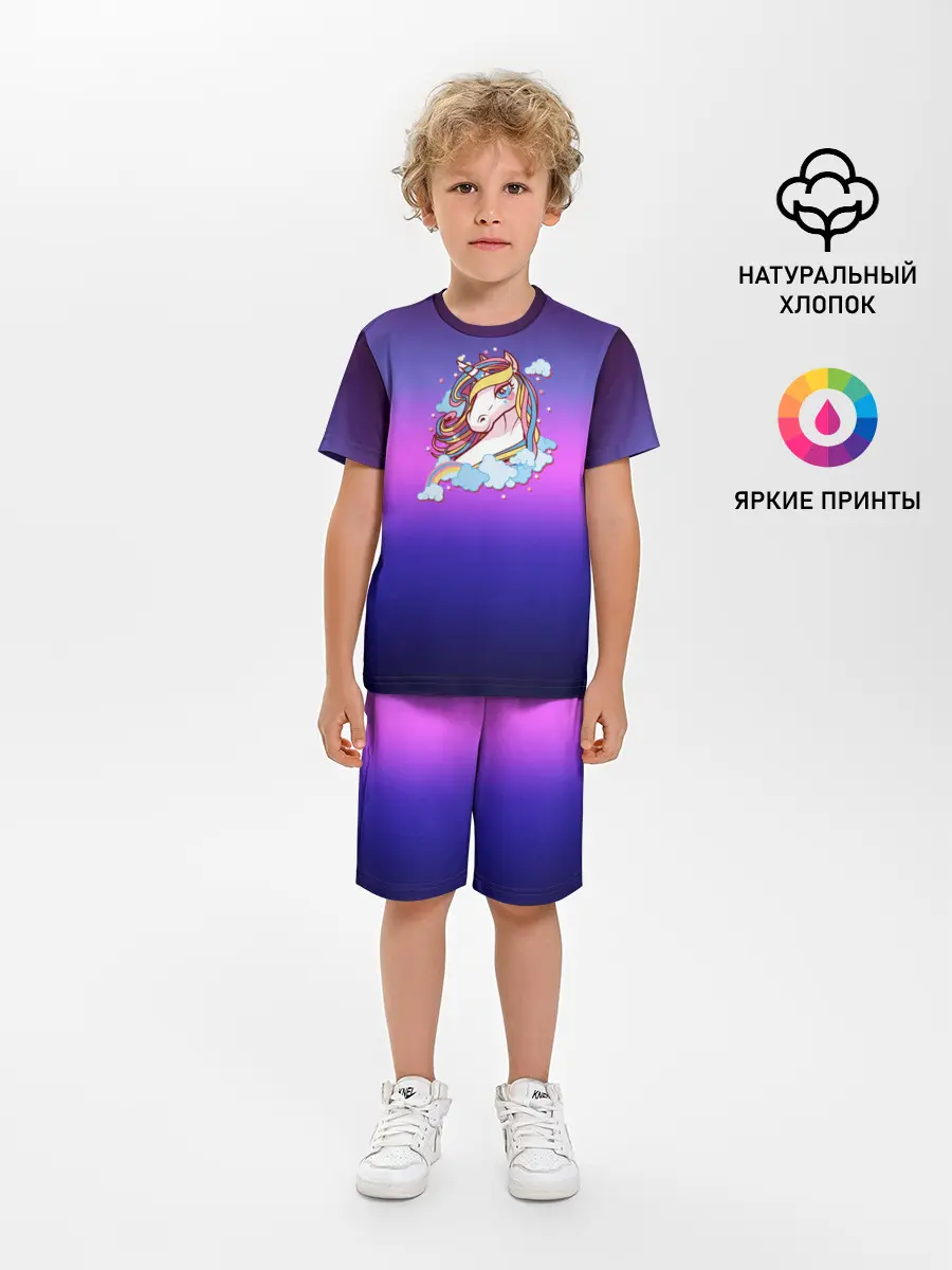 Детская пижама с шортами / Единорог