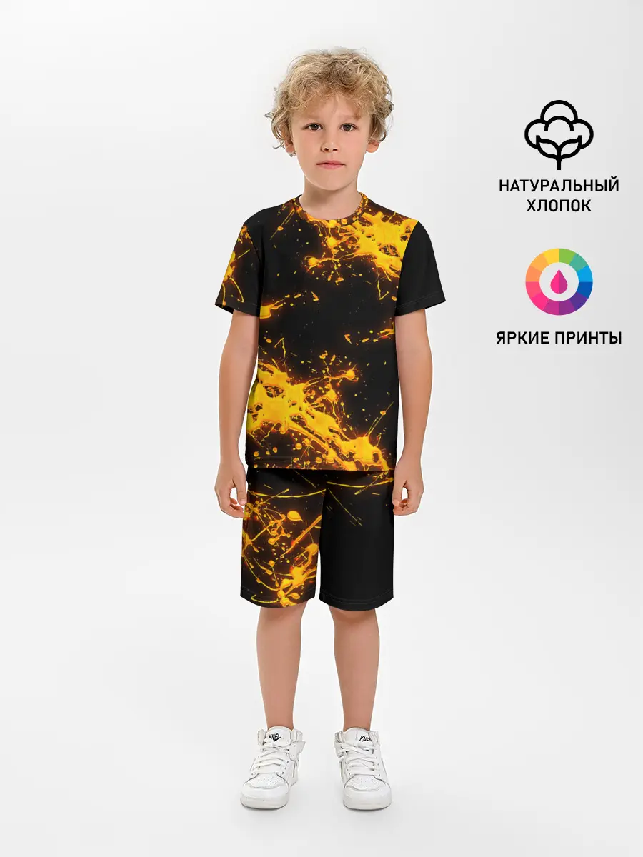 Детская пижама с шортами / БРЫЗГИ КРАСКИ NEON
