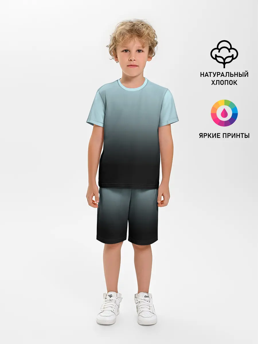 Детская пижама с шортами / Black and Blue gradient