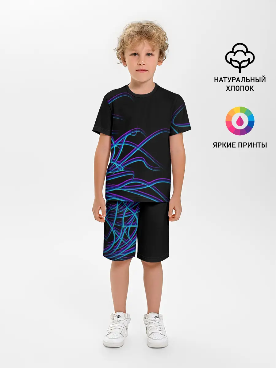 Детская пижама с шортами / Неоновые Щупальцы