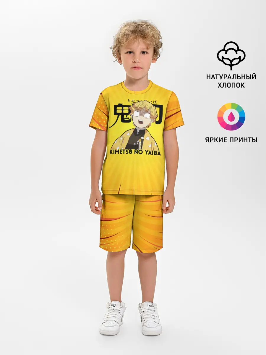 Детская пижама с шортами / Зеницу Агацума Kimetsu no Yaiba
