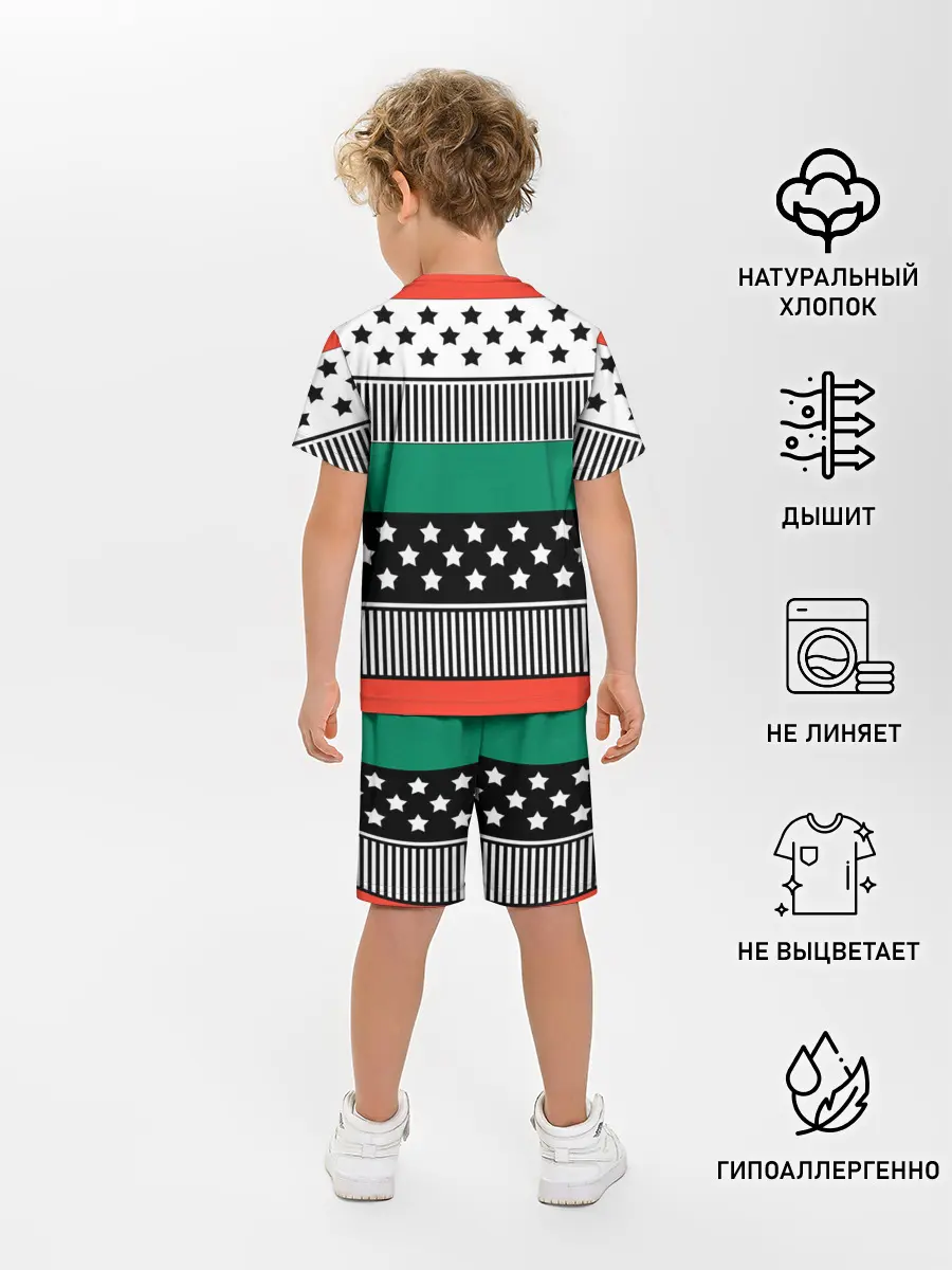 Детская пижама с шортами / Полосатый звездный узор