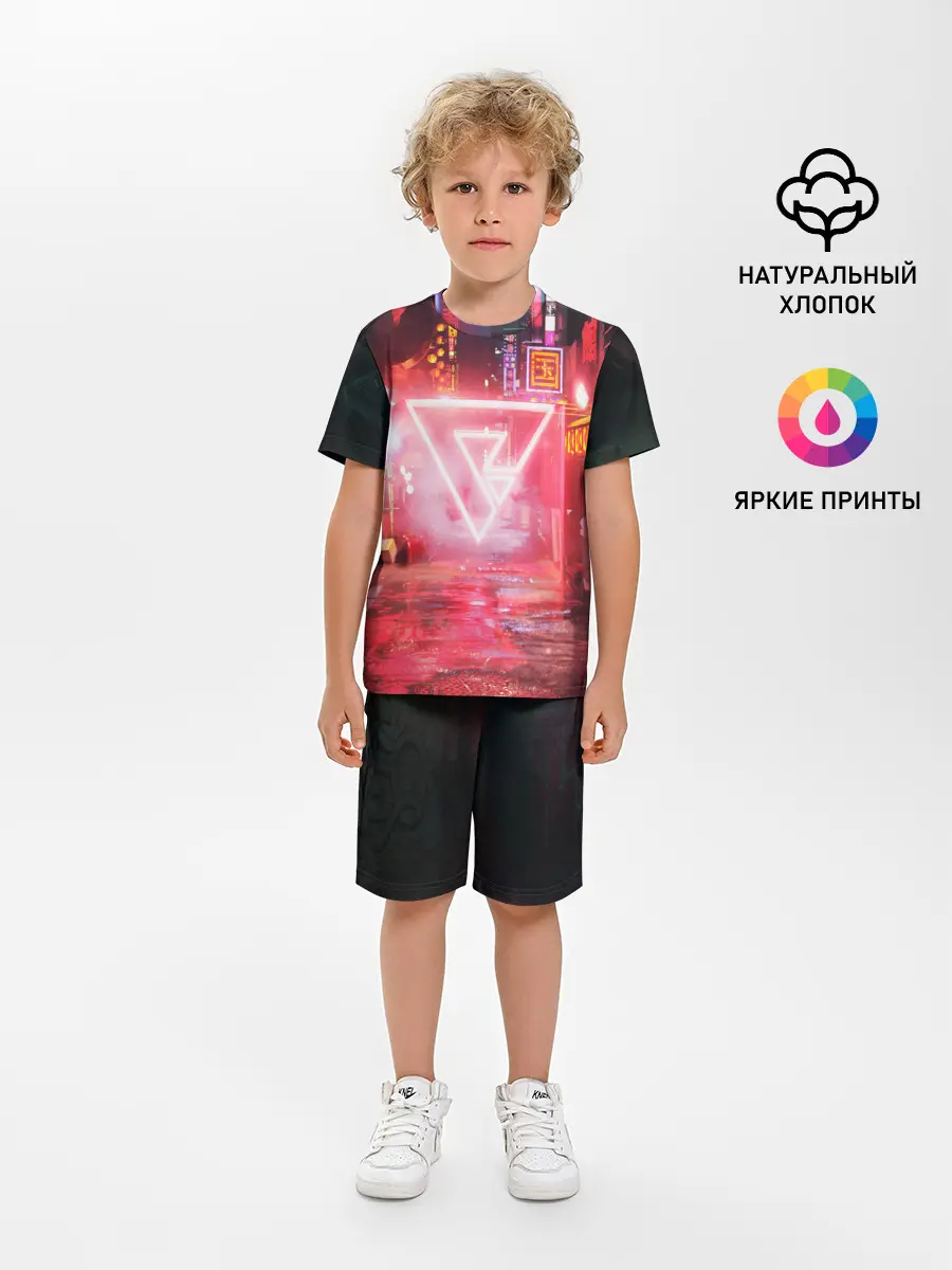 Детская пижама с шортами / КИБЕР НЕОН