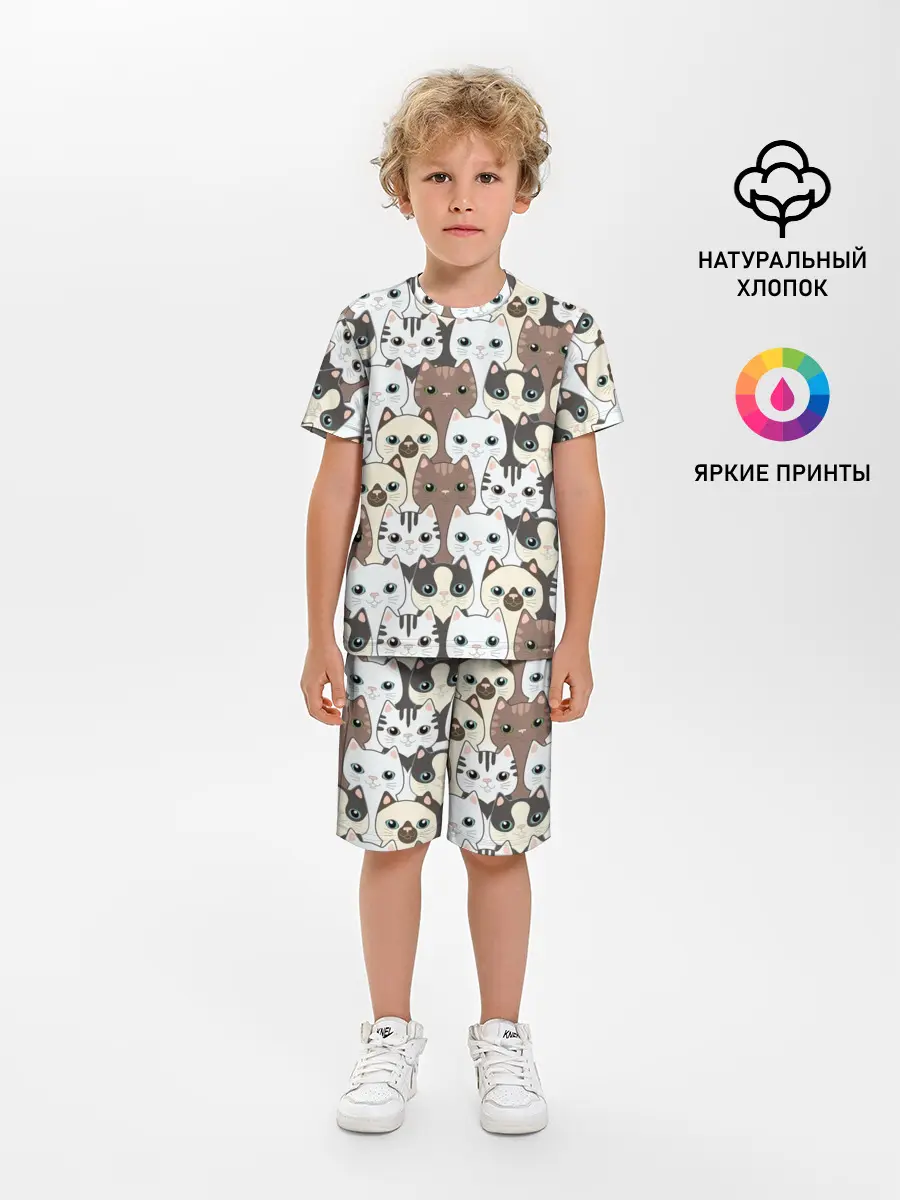 Детская пижама с шортами / Котики