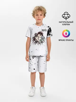 Детская пижама с шортами / Танджиро и Незуко Камадо