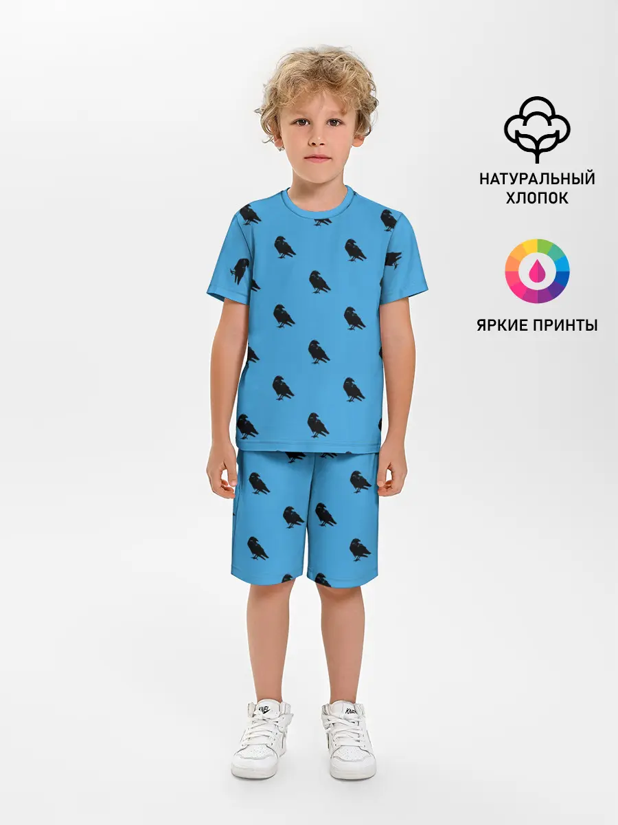 Детская пижама с шортами / Вороны паттерн
