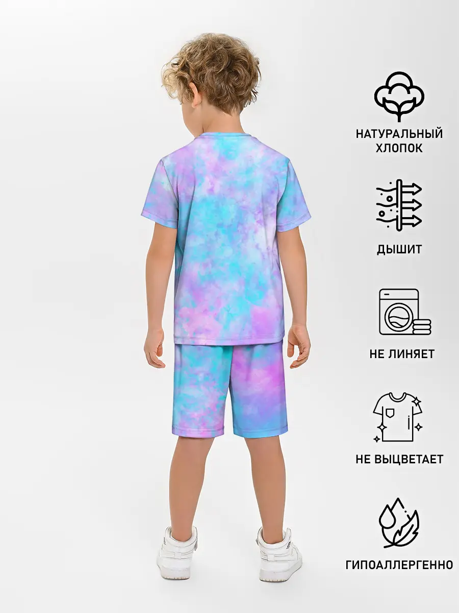 Детская пижама с шортами / Мрамор Tie Dye