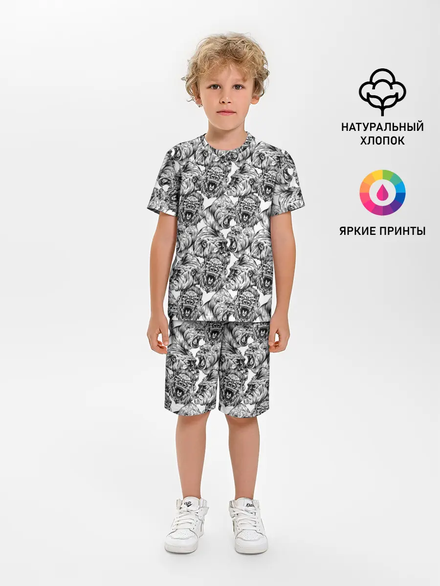 Детская пижама с шортами / Злые Гориллы - Паттерн