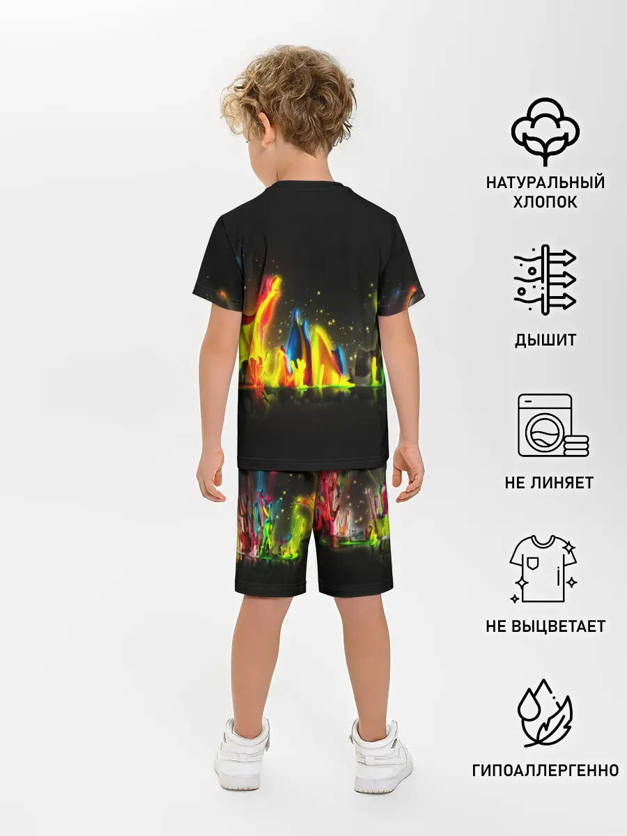 Детская пижама с шортами / КРАСКИ В НЕОНЕ