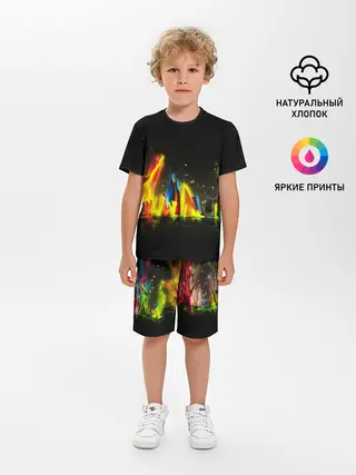 Детская пижама с шортами / КРАСКИ В НЕОНЕ