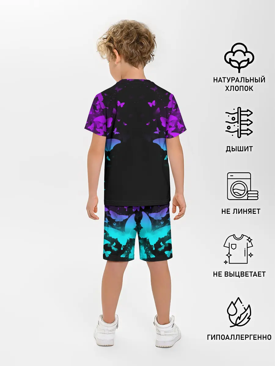 Детская пижама с шортами / НЕОНОВЫЕ БАБОЧКИ | NEON BUTTERFLIES