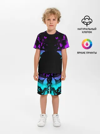 Детская пижама с шортами / НЕОНОВЫЕ БАБОЧКИ | NEON BUTTERFLIES