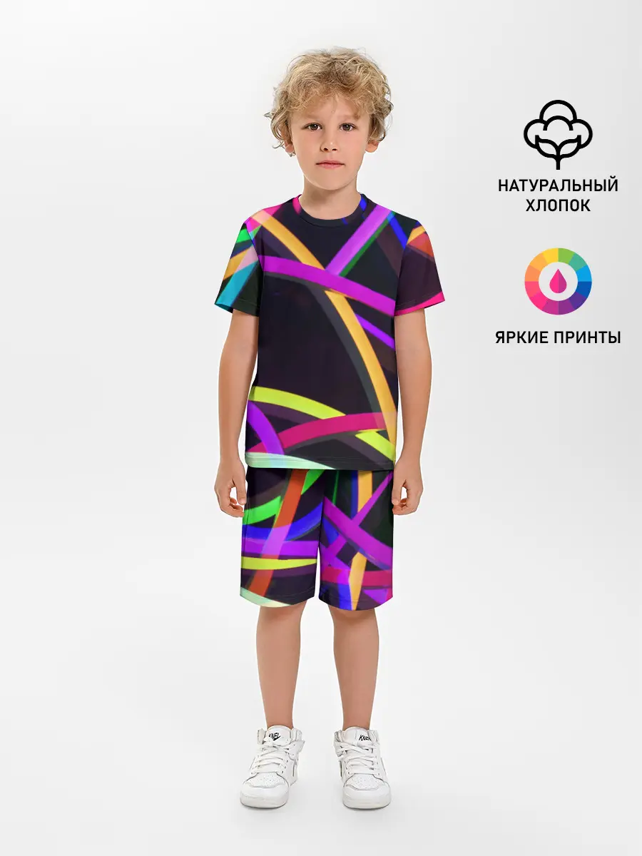 Детская пижама с шортами / Светящиеся полосы