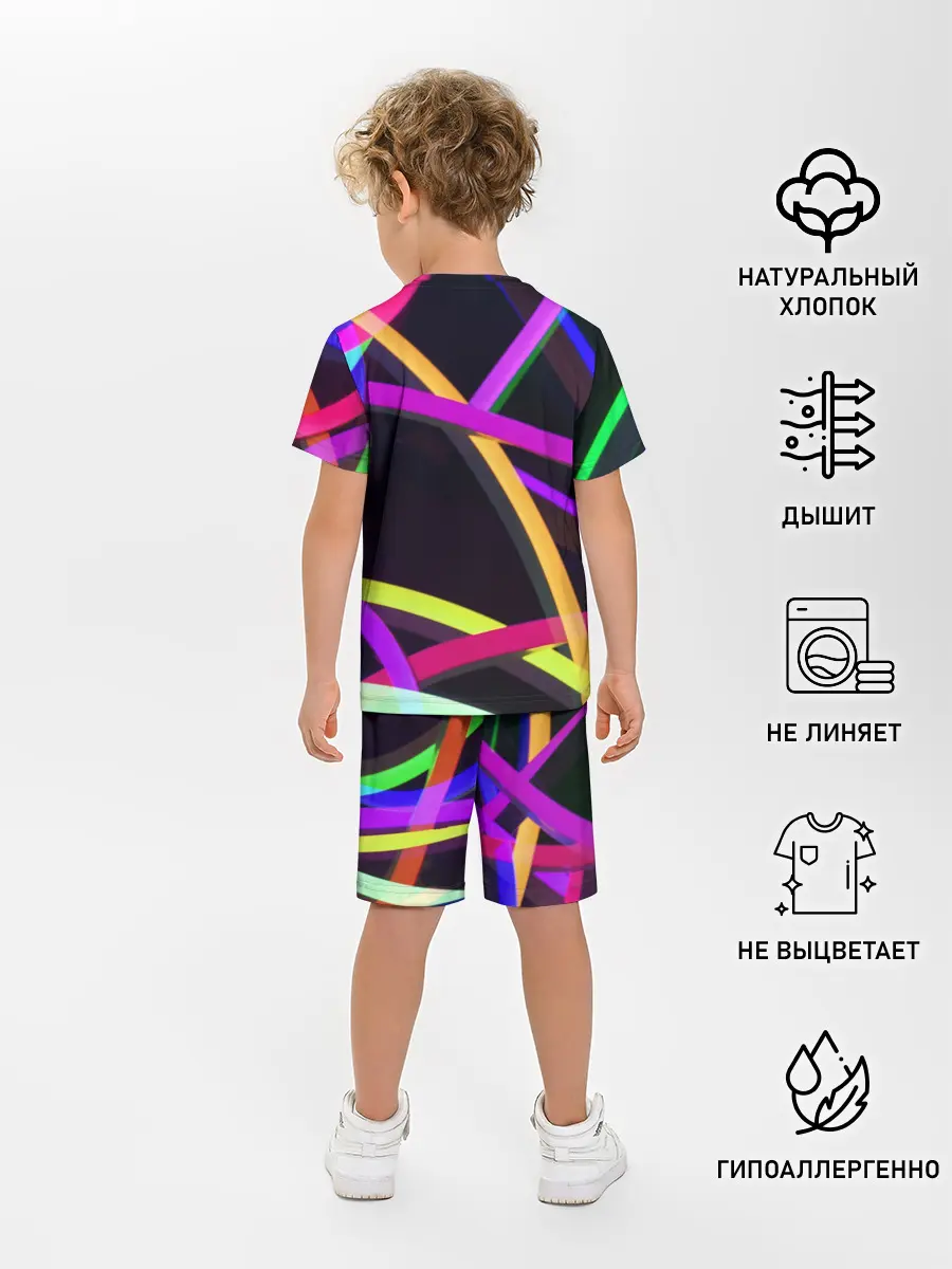Детская пижама с шортами / Светящиеся полосы