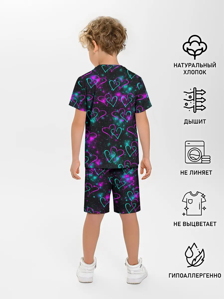 Детская пижама с шортами / Сердечки