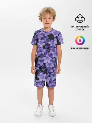 Детская пижама с шортами / Фиолетовый цвет весны