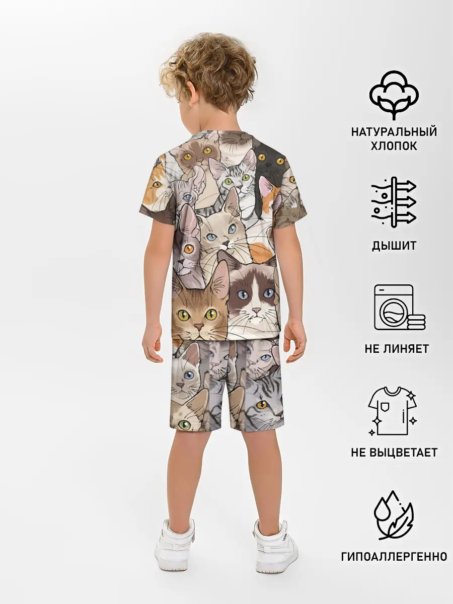 Детская пижама с шортами / Котики