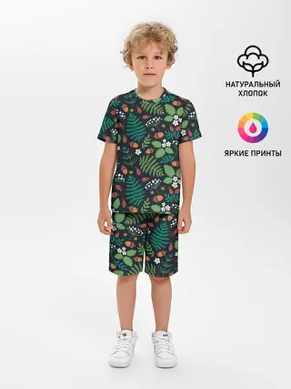 Детская пижама с шортами / Forest leaves