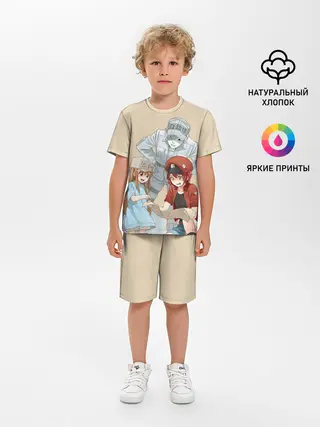 Детская пижама с шортами / Клетки за работой