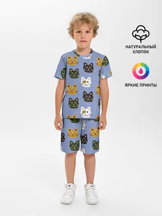 Детская пижама с шортами / Котики