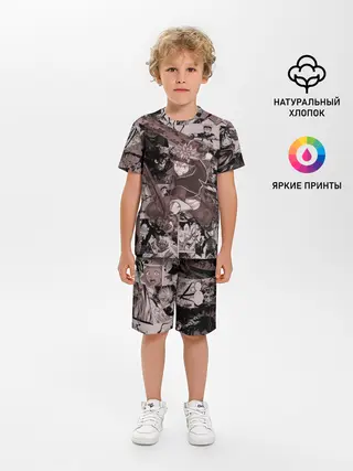 Детская пижама с шортами / ASTA manga monochrome pages