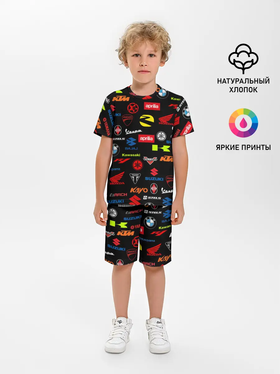 Детская пижама с шортами / Motorcycle pattern | Мото паттерн