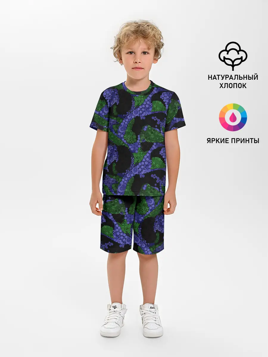 Детская пижама с шортами / Абстрактный темный в горох