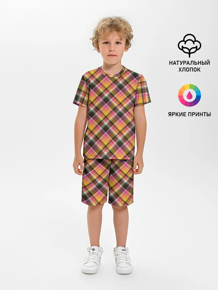 Детская пижама с шортами / Клеточный узор