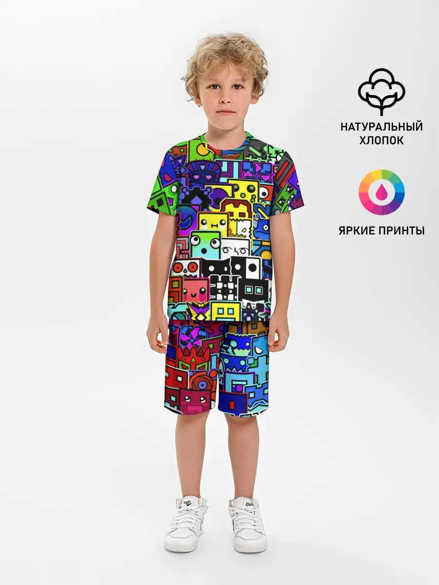 Детская пижама с шортами / GEOMETRY DASH ВСЕ СКИНЫ