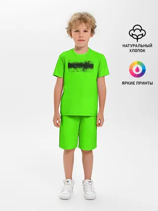 Детская пижама с шортами / Гранж зеленый