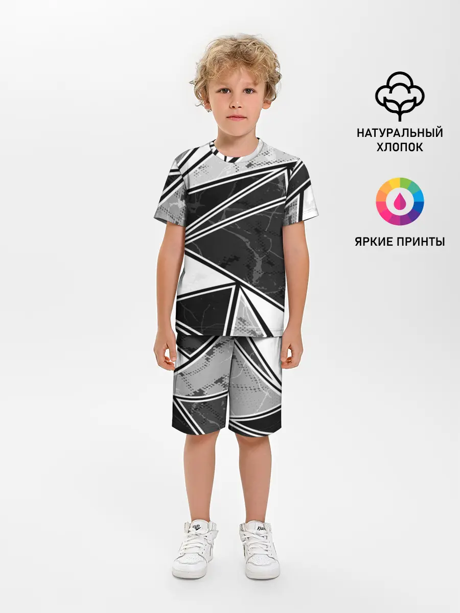 Детская пижама с шортами / Спортивная геометрия