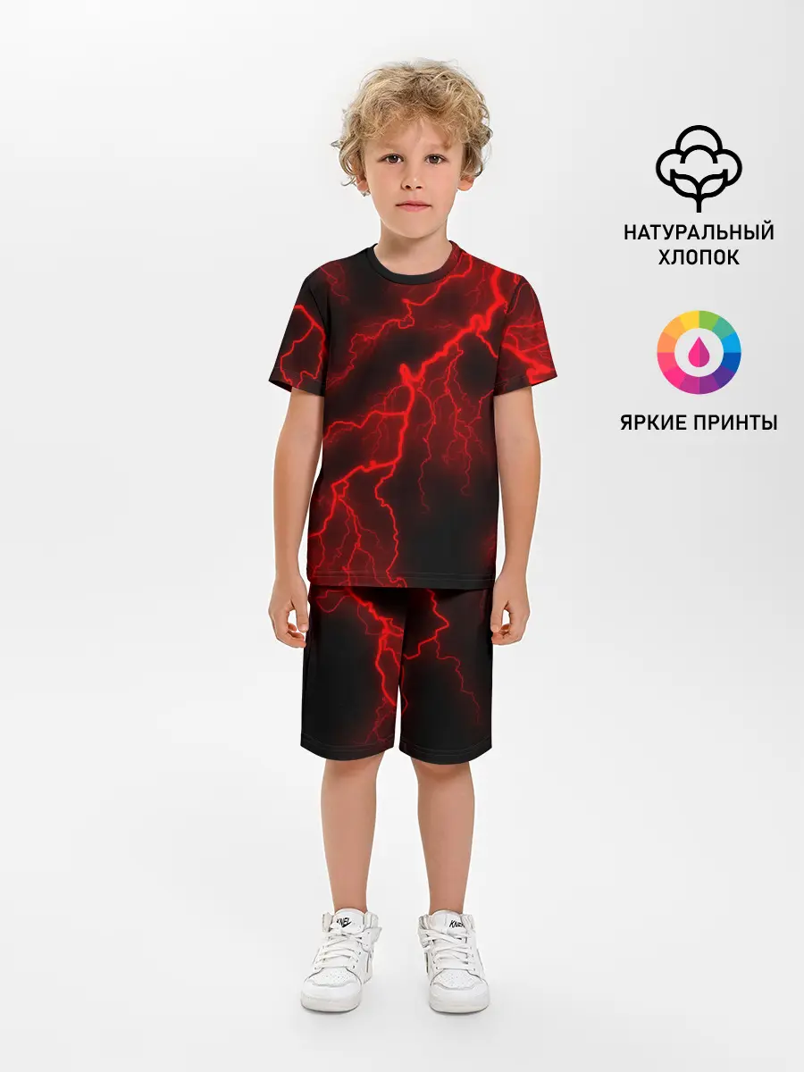 Детская пижама с шортами / МОЛНИЯ RED NEON