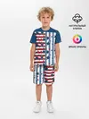 Детская пижама с шортами / Голубые звезды на полосатом